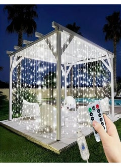 Generic 6M x 3M LED Curtain Lights - 600 White LEDs, USB Powered, 8 Lighting Modes, Waterproof, Dimmable with Remote Control, Ideal for Home and Party Decoration - LED curtain lights, LED lights, decorative lights, party lights, home lights, decoration, party decoration, wedding decoration, 600 LEDs, white lights,  - Image 1
