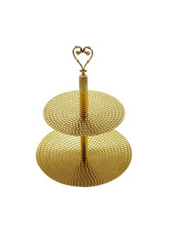 Golden Metal 2 Tier Candy Tray with Handle 24 cm