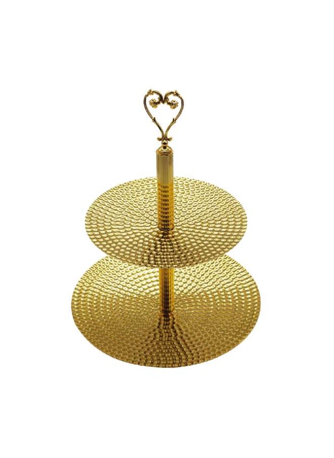 Vague - Golden Metal 2 Tier Candy Tray with Handle 24 cm - Image 1
