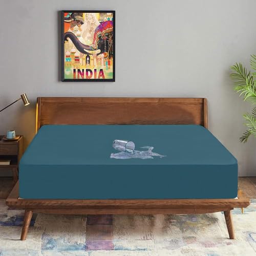 Trance Cotton Feel Terry Ultra Soft Waterproof Mattress Protector | Breathable - Hypoallergenic Mattresses Cover (75x72 inch | 6.25x6 feet, Teal - Pack of 1) - Image 2