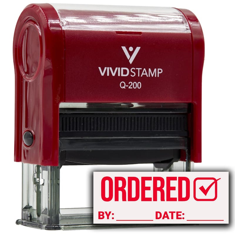 Ordered by Date Order Complete Self Inking Rubber Stamp Red Ink  Q200