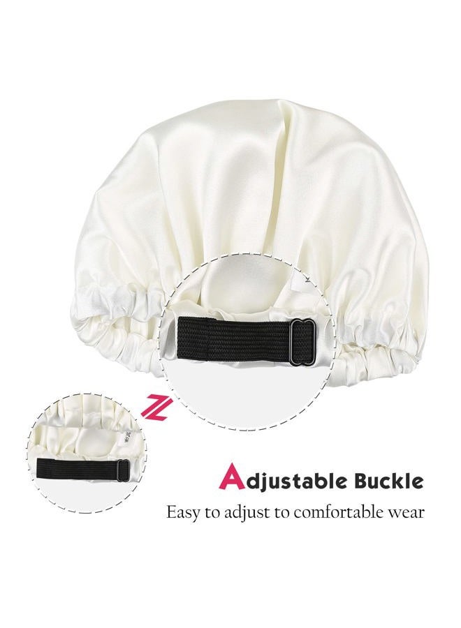 Alnorm Breathable Double Layer Natural Hair Satin Bonnet Sleep Cap Off-White, Off-white, One size - Image 4