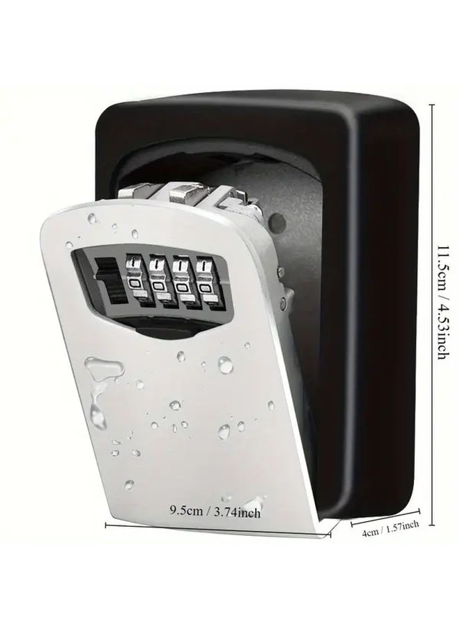 Wall Mounted Weatherproof Key Lock Box Gray Holds 8 Keys Password Lock Metal Plastic - Image 3