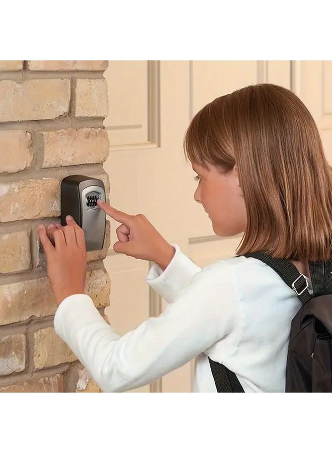 Wall Mounted Weatherproof Key Lock Box Gray Holds 8 Keys Password Lock Metal Plastic - Image 4