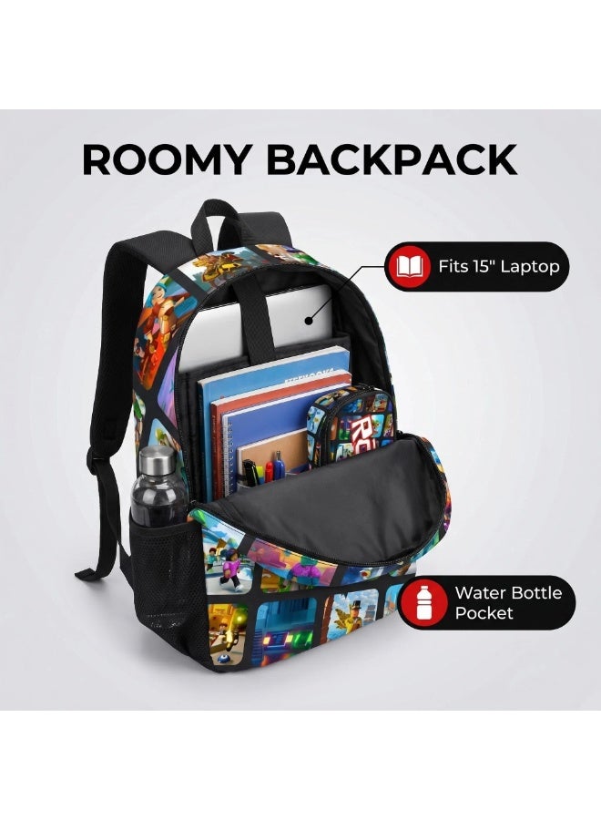 ROBLOX 3 Pcs Set Roblox Bags Backpack School Bag Lunch Bag Pencil Case Anime Backpack Gaming Peripherals - Image 4