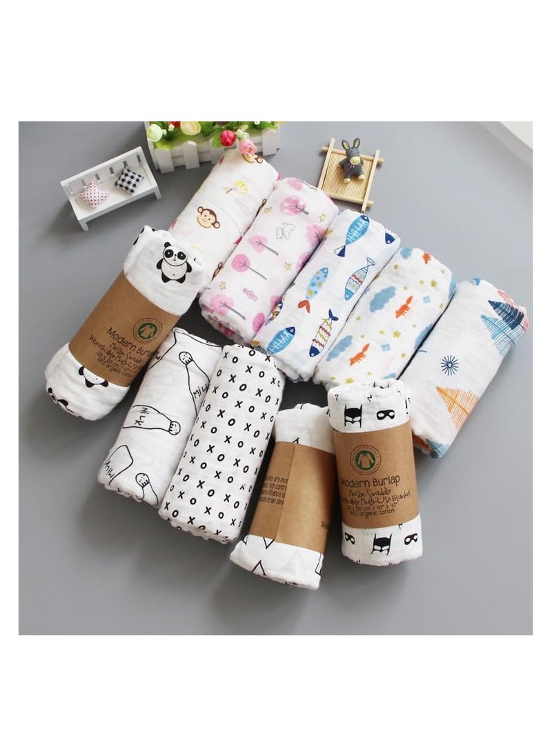Sybil's 3pcs Infant Baby Gift Set Cute 1 Swaddle Blanket 1 Baby Mittens and 1 Baby Bib Ideal for Newborn  - Image 2