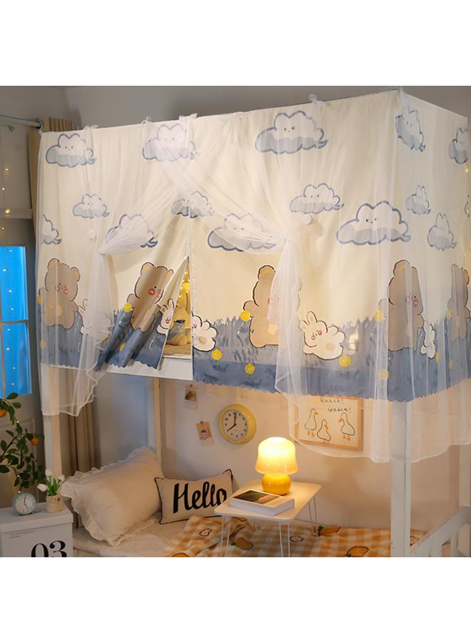 Bluejw Zippered Shading Bed Curtain Mosquito Net Integrated Upper And Lower Sleeping Cartoon Curtain For Dormitory Student Dormitory - Image 1