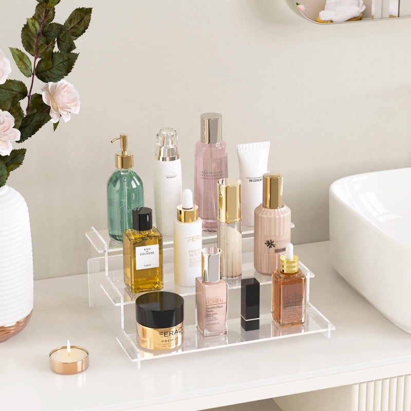 Suneerplay Acrylic Risers Display Stand, 3 Tier Cupcake Holder, Clear Perfume Organizer Stand, Display Shelf for Figures and Collection, Dessert Shelves for Party, Display Risers for Decoration and Organizer - Image 5