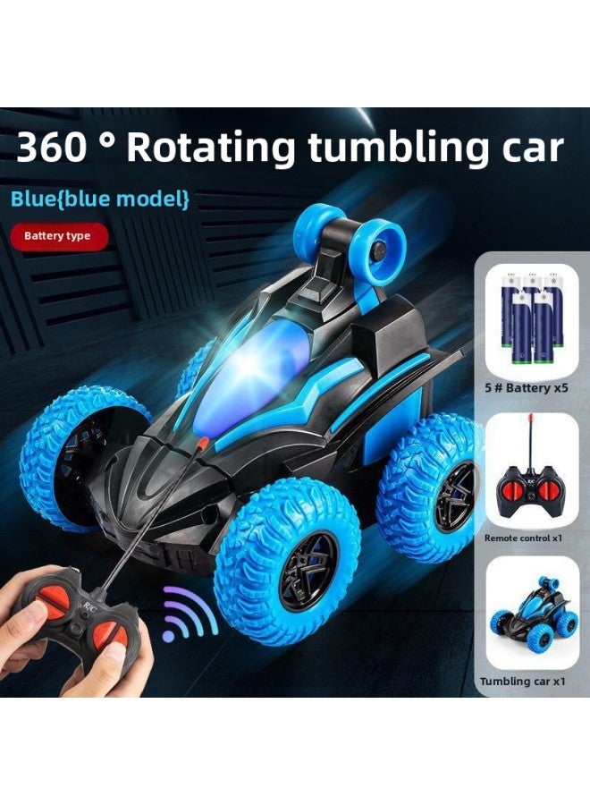 Remote Control Car Toy Boy Wireless Remote Control Off-road Vehicle Electric Rollover Stunt Children High Speed Small Car Foreign Trade-Color:Rolling Car 【blue】 Wireless Remote Control/flip Light-Proportion:No Battery 【not Recommended】 - Image 1