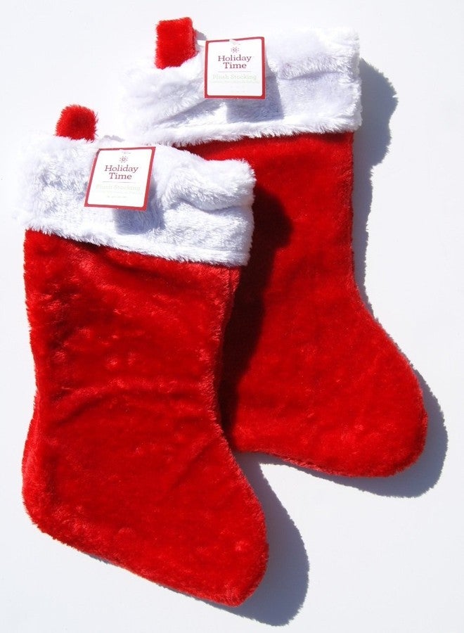 جوارب عيد الميلاد الحمراء القطيفة من هوليداي تايم - قطعتان