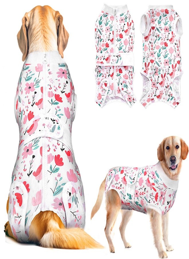 Lukovee Recovery Suit for Dogs, Zipper On Dog Surgery Suit for Female Male Dog, Onesies Bodysuit Prevent Licking Spay Abdominal Wounds Bandages E-Collar Alternative (Pink, XL) - Image 1