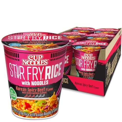Nissin Cup Noodles Stir Fry Rice with Noodles, Spicy Beef Flavor, 2.68 Ounce (Pack of 6) - Image 1