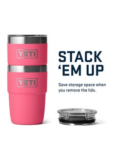 YETI YETI Rambler 8 oz Stackable Cup, Stainless Steel, Vacuum Insulated Espresso Cup with MagSlider Lid, Tropical Pink  - Image 3