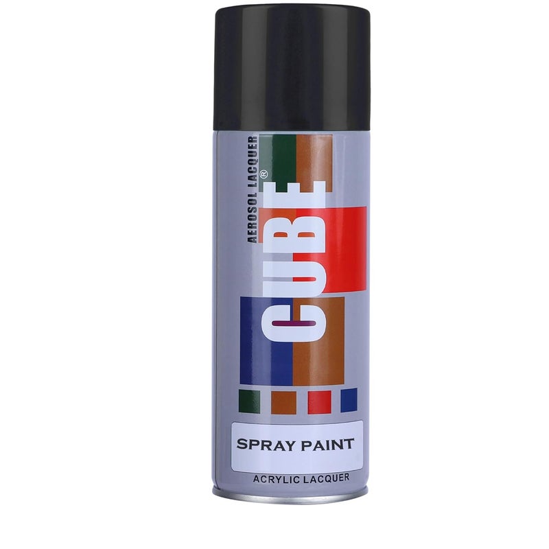 Cube Gloss Black Spray Paint | 400 mL | for Metal, Plastic, Wood, Car & Bike | Fast Drying, Brilliant Finish, No CFCs, Interior & Exterior Use - Image 1