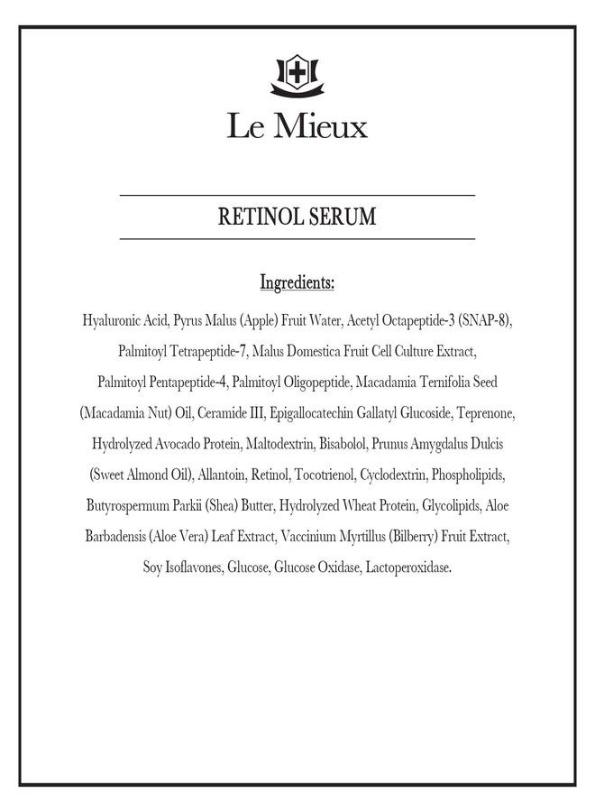 Le Mieux Retinol Serum - Anti Aging 0.5% Retinol Face Serum with Skin Smoothing Peptides, Hyaluronic Acid & Apple Stem Cells to Help Visibly Address Fine Lines, No Parabens or Sulfates (1 oz / 30 ml) - Image 2