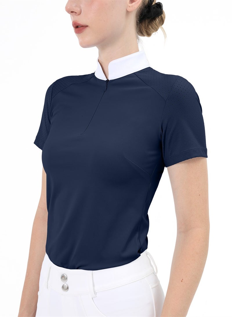 general Women Short Sleeve Equestrian T-shirts Summer Breathable Riding Horse Tops with M Pattern Equestrian Clothes - Image 3