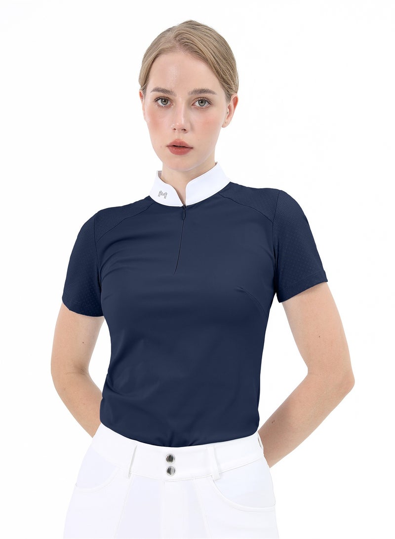 general Women Short Sleeve Equestrian T-shirts Summer Breathable Riding Horse Tops with M Pattern Equestrian Clothes - Image 1
