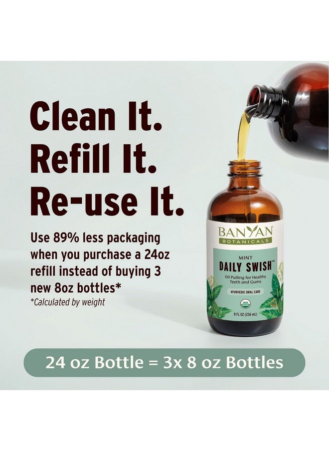 Banyan Botanicals - Mint Daily Swish - Organic Ayurvedic Pulling Oil With Coconut Oil - Mouthwash For Fresh Breath And Sparkling Oral Health* - 8 Oz - Non Gmo Sustainably Sourced Vegan - Image 1