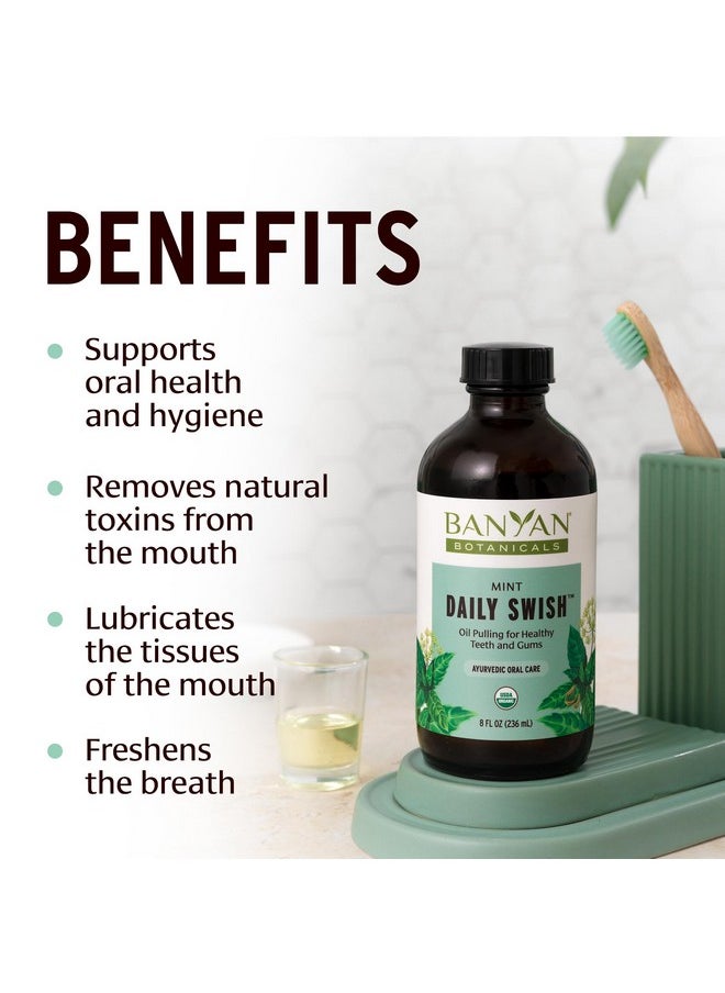 Banyan Botanicals - Mint Daily Swish - Organic Ayurvedic Pulling Oil With Coconut Oil - Mouthwash For Fresh Breath And Sparkling Oral Health* - 8 Oz - Non Gmo Sustainably Sourced Vegan - Image 1