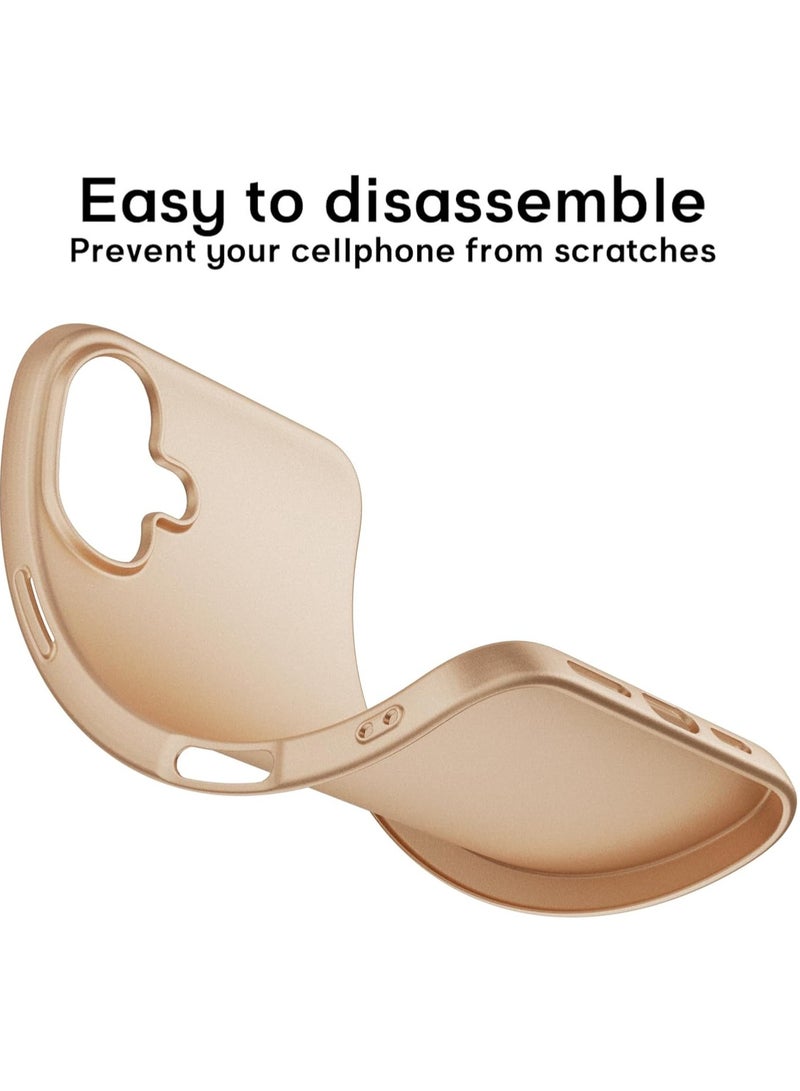 ELTRAZONE iPhone 16 Gold Case – Ultra-Thin Matte Cover with Camera Lens and Screen Protectors, Light Soft Touch, Shockproof Design - Image 5