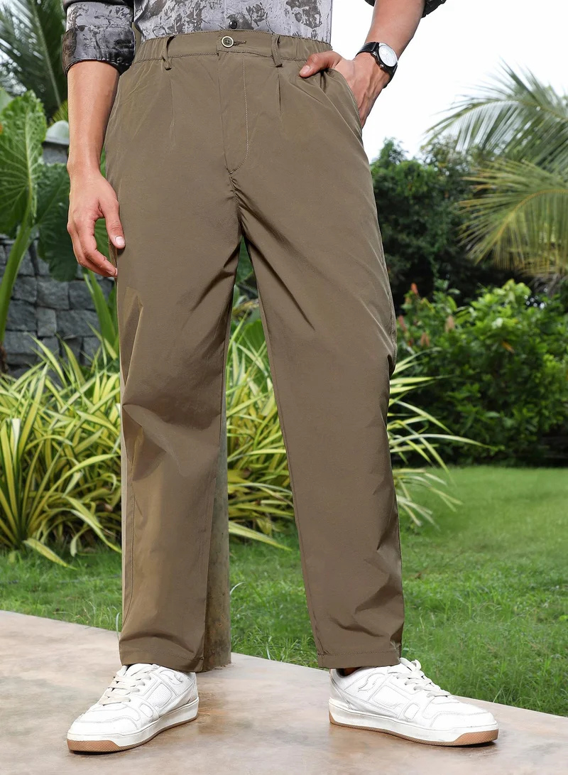 كامبوس سوترا بنطلون رجالي سادة مطوي بقصة مفصلة