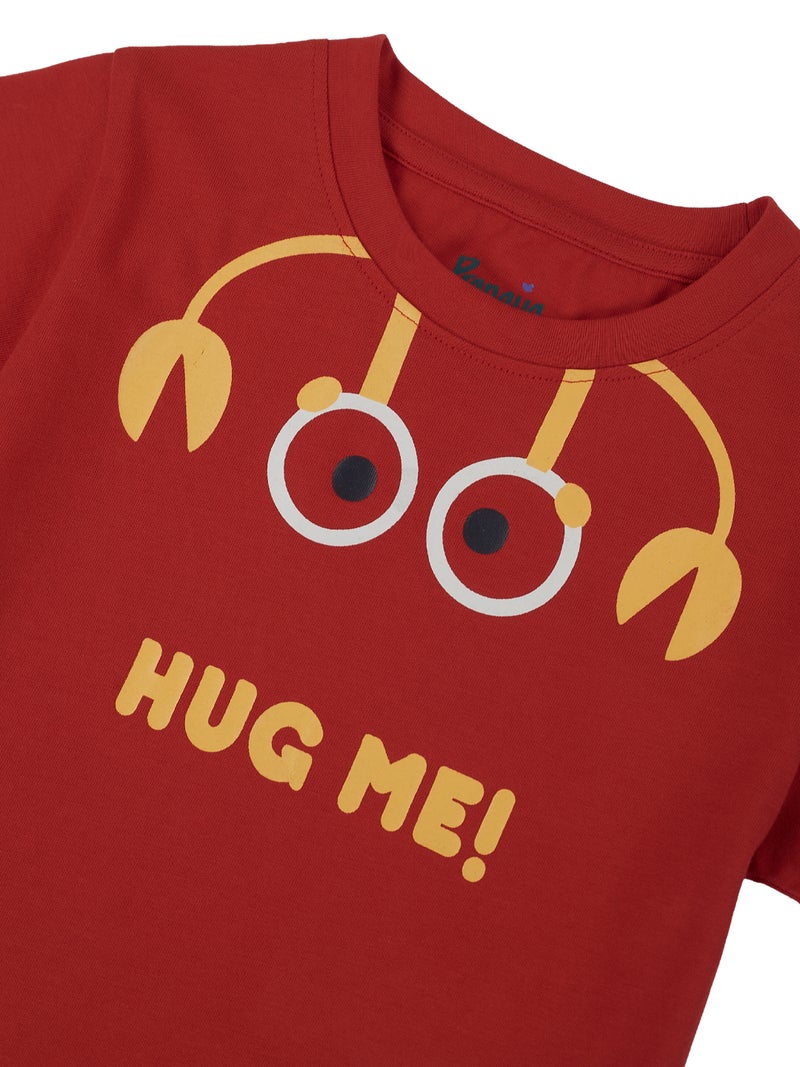 Pranava Hug Me Crab Print T-Shirt for Boys - Red - Image 4