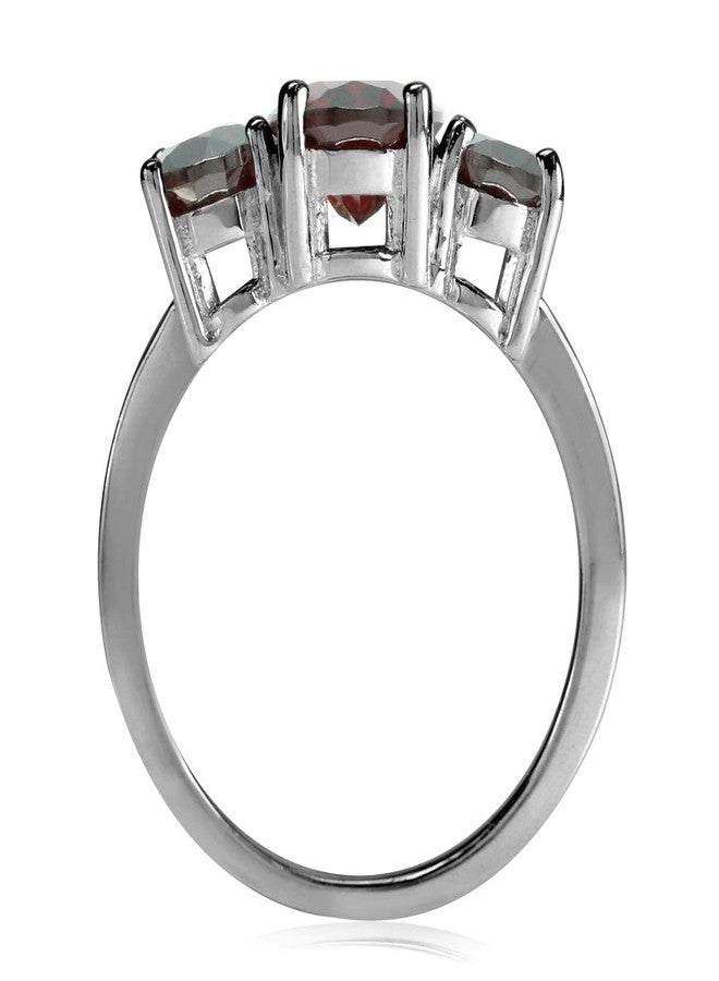 Silvershake 3.87ct. 3 Stone Natural Garnet White Gold Plated 925 Sterling Silver Ring Size 7.5 - Image 3