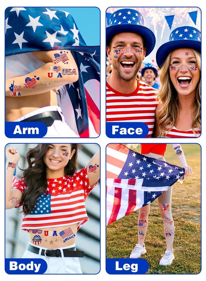 Itscolofy 4th of July Glitter Freckle Tattoos, Patriotic Temporary Tattoos Stickers, 4th of July Accessories for Women, Red White and Blue USA Flag Star Freckles for Independence Day 250th Party 36PCS - Image 5