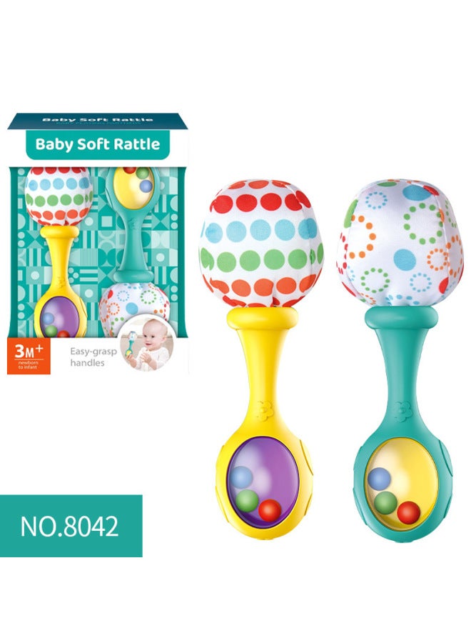 Baby Silicone Key Gum Bracelet Rattle Grinding Bar Baby Rattle Teether Keys-Color:Fabric Sand Hammer Color Box 8042  - Image 1
