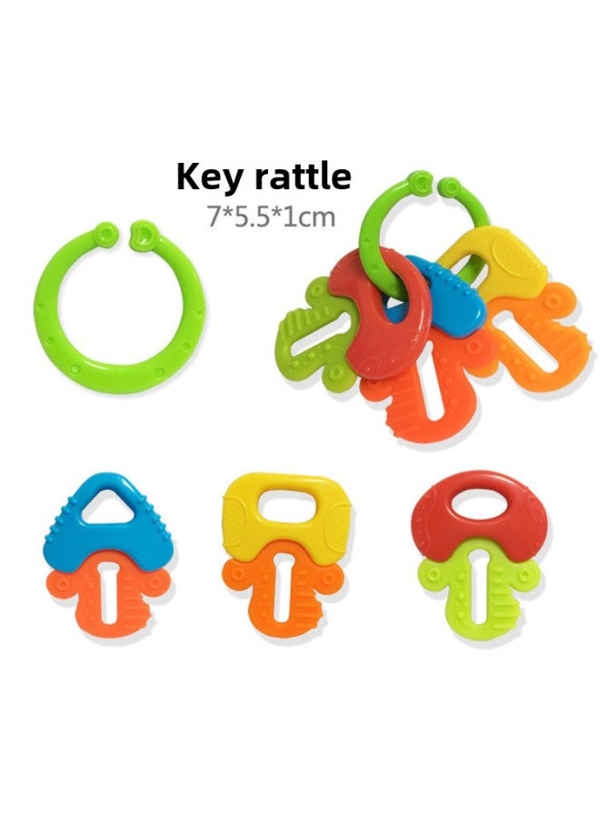 Baby Silicone Key Gum Bracelet Rattle Grinding Bar Baby Rattle Teether Keys-Color:Fabric Sand Hammer Color Box 8042  - Image 5