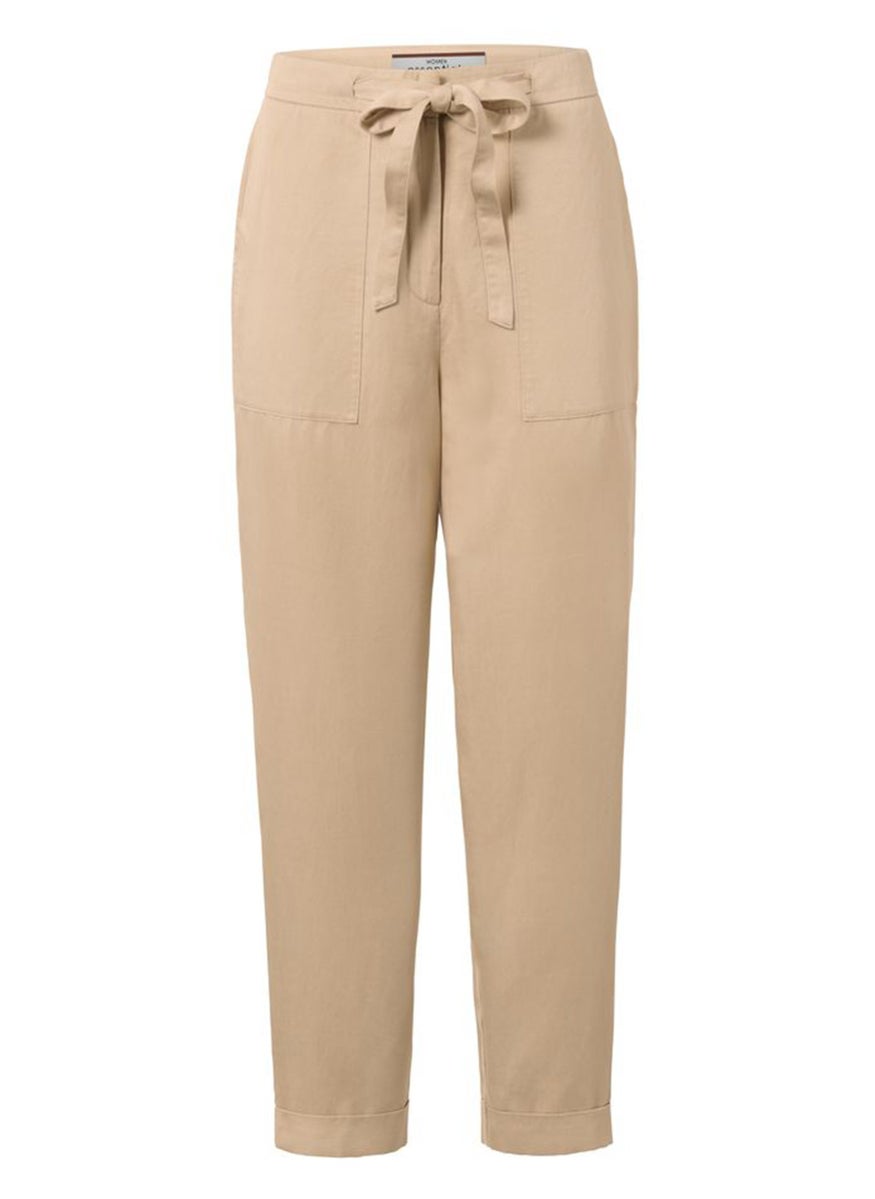 Tchibo Women Modern Fit Plain Straight Leg Pants, Beige  - Image 3