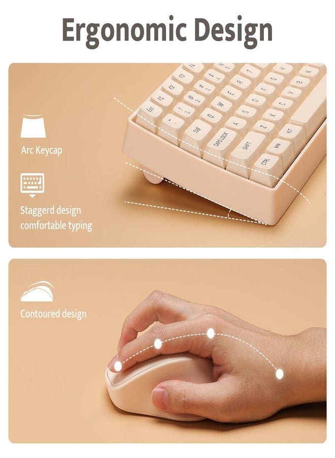 darkFlash Wireless Mechanical Keyboard and Mouse for Office, 106 Keys Full-Size Keyboard and Mouse Combo, Linear Red Switches for Windows/Mac Computer Office Desktop Laptop(GK104) (Milk Tea) - Image 5