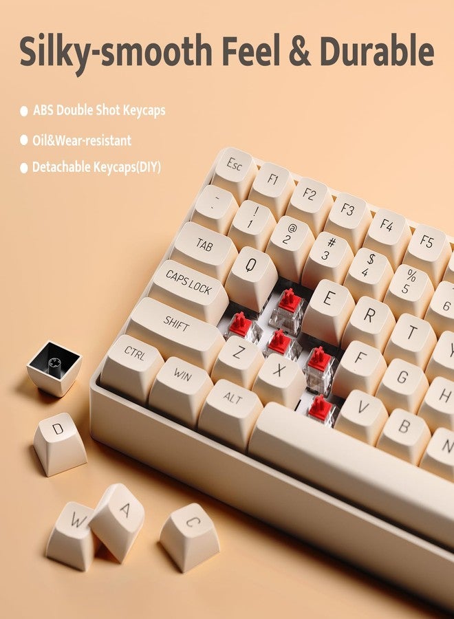 darkFlash Wireless Mechanical Keyboard and Mouse for Office, 106 Keys Full-Size Keyboard and Mouse Combo, Linear Red Switches for Windows/Mac Computer Office Desktop Laptop(GK104) (Milk Tea) - Image 4