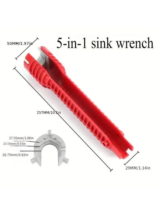 5 In 1 Sink Spanner Multifunctional Non Slip Grip Faucet Wrench Plumbing Installation Tool - Image 5