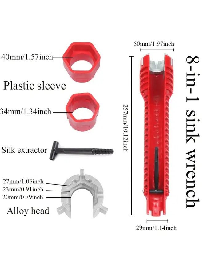 5 In 1 Sink Spanner Multifunctional Non Slip Grip Faucet Wrench Plumbing Installation Tool - Image 4