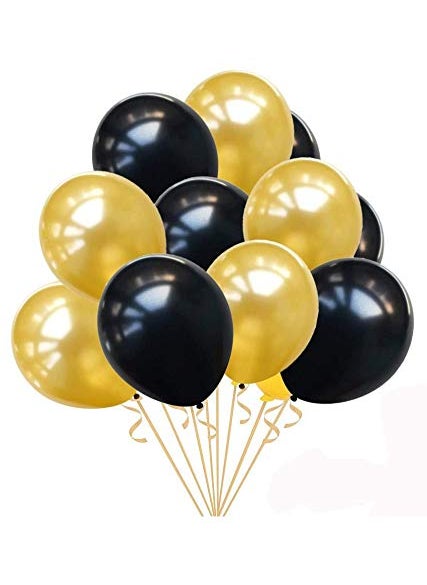Funcart Funcart Black and Gold 8 Inches Metallic Latex Balloons Pack of 50 for 1st Birthday DecorationBachelorette Party DecorationBridal Shower Decoration  - Image 2