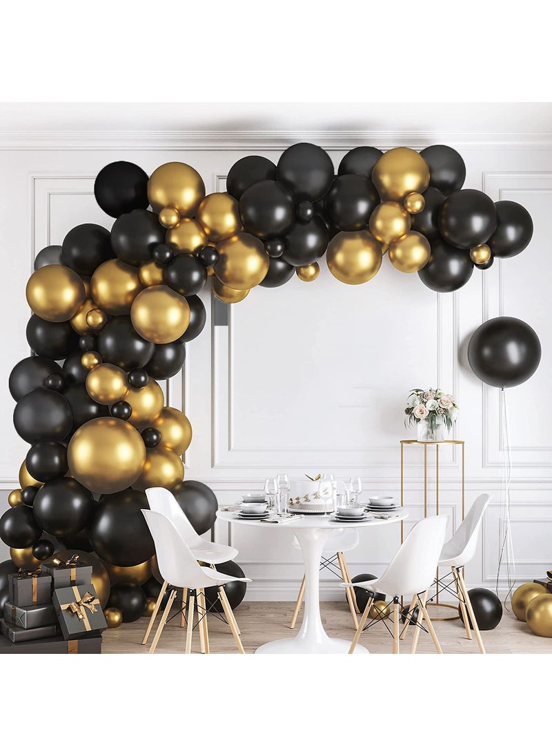 Funcart Funcart Black and Gold 8 Inches Metallic Latex Balloons Pack of 50 for 1st Birthday DecorationBachelorette Party DecorationBridal Shower Decoration  - Image 1