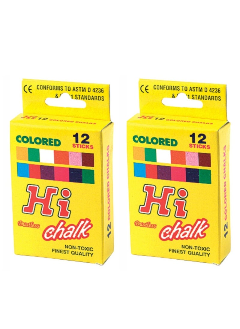 HI - Colored Dustless Chalk Non Toxic Finest Quality 12 Sticks - Image 1