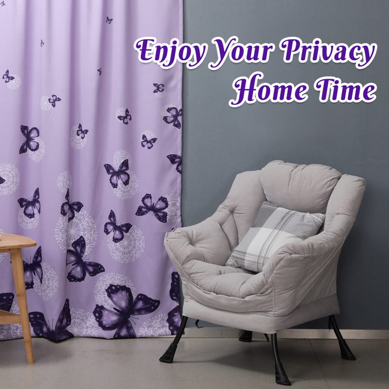 ARTALL Butterfly Blackout Curtain Purple Room Darkening Window Curtain Drapes for Living Room Bedroom, 52" W x 84" L, 2 Panels - Image 4