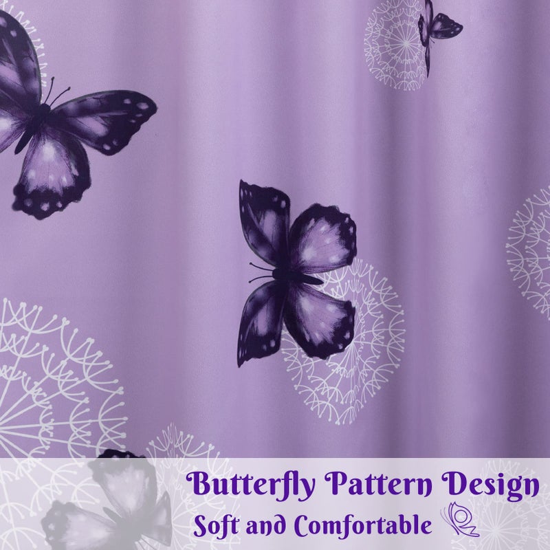 ARTALL Butterfly Blackout Curtain Purple Room Darkening Window Curtain Drapes for Living Room Bedroom, 52" W x 84" L, 2 Panels - Image 3