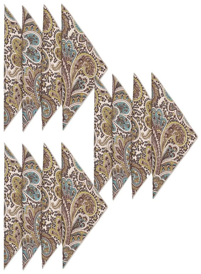 Decorative Things Cloth Napkins 100% Cotton Fabric Linen Napkins 18" x 18" Dinner Table Decor, Party Ideas, Brown, Turquoise Blue Fabric, Use with Tablecloth for Table Settings, Tablescapes Set 12 - Image 1
