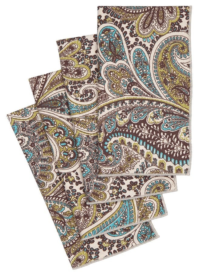 Decorative Things Cloth Napkins 100% Cotton Fabric Linen Napkins 18" x 18" Dinner Table Decor, Party Ideas, Brown, Turquoise Blue Fabric, Use with Tablecloth for Table Settings, Tablescapes Set 12 - Image 3