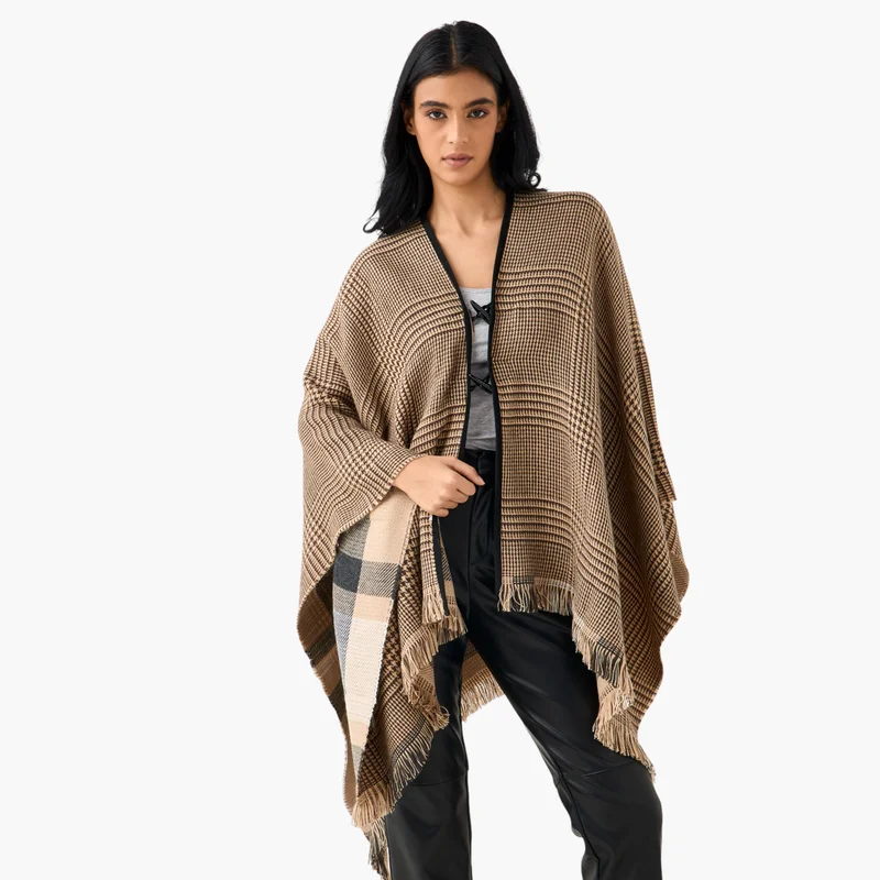 2Xtremz 2Xtremz Long Acrylic Asymmetric Reversible Poncho