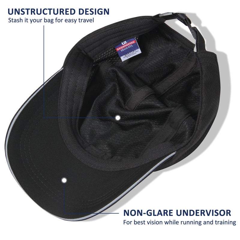 GADIEMKENSD Women's Race Day Running Hat Performance 100% Polyester Baseball Cap - Excellent Ventilation, Lightweight, Reflective Safety Ponytail Hats for Exercise Golf Hiking Beach Workout Gym Black - Image 3