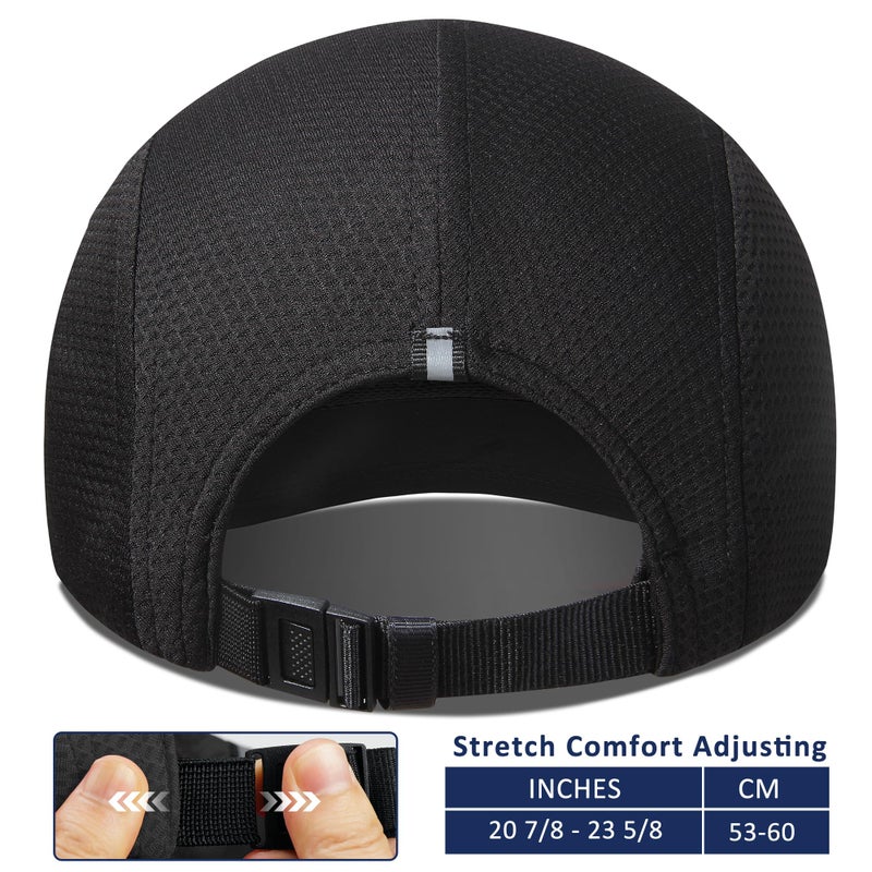 GADIEMKENSD Women's Race Day Running Hat Performance 100% Polyester Baseball Cap - Excellent Ventilation, Lightweight, Reflective Safety Ponytail Hats for Exercise Golf Hiking Beach Workout Gym Black - Image 4