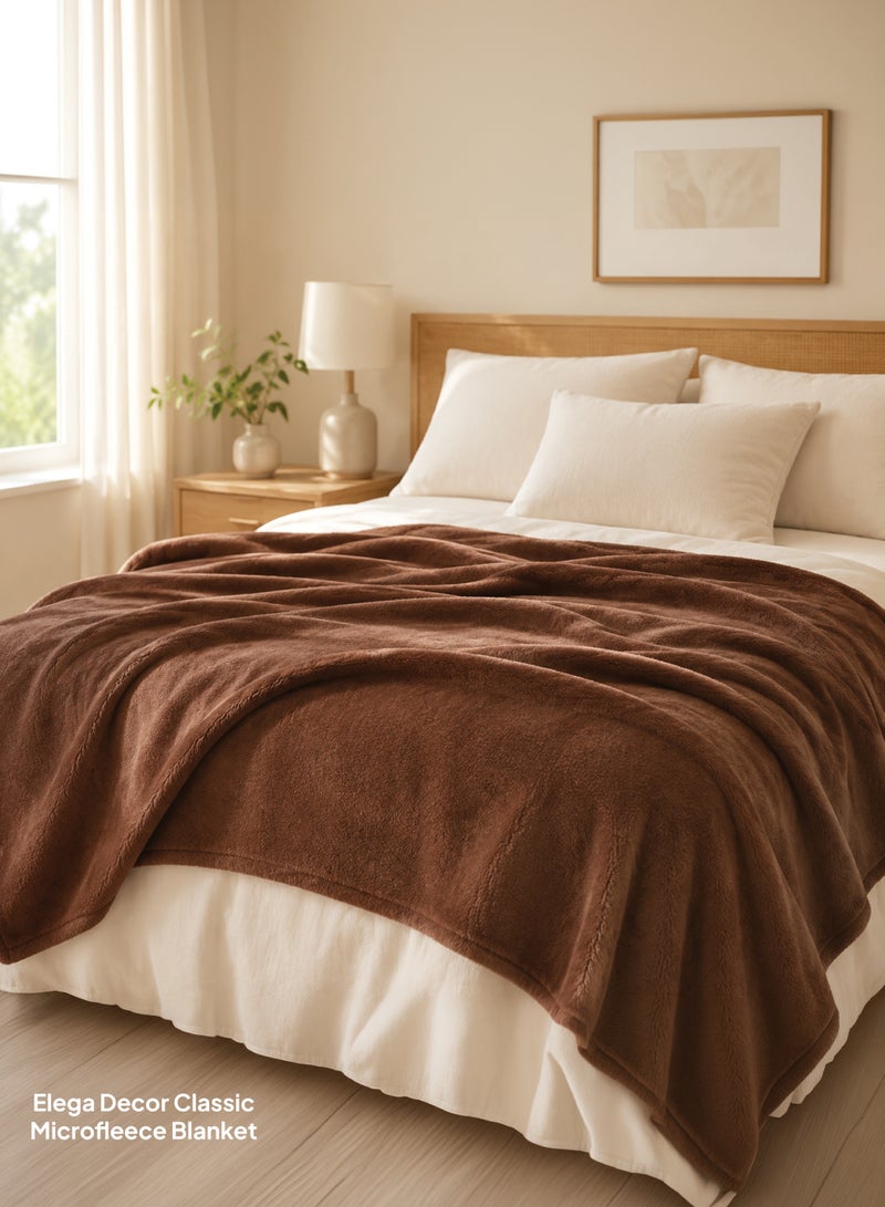 ELEGA DECOR Single Micro Fleece Flannel Double Blanket– 200x220 cm - 260 GSM, Super Plush and Comfy Throw Blanket-Solid Brown | Ultra-Soft, Lightweight & All-Season Comfort - Image 2