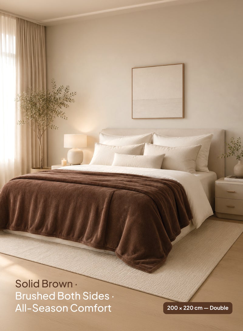 ELEGA DECOR Single Micro Fleece Flannel Double Blanket– 200x220 cm - 260 GSM, Super Plush and Comfy Throw Blanket-Solid Brown | Ultra-Soft, Lightweight & All-Season Comfort - Image 4