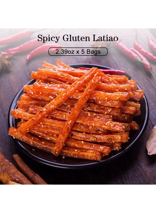 JTEDZI JTEDZI Latiao Spicy Strips 5 Packs Latiao Spicy Gluten Classic Chinese Special Snack Food, Vegan, , , 68g/2.39 Ounces per Pack (Pack of 5)  - Image 1