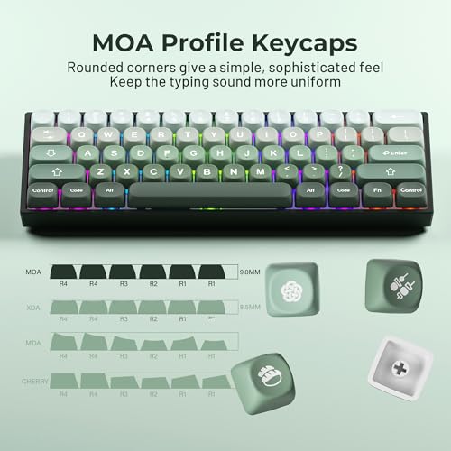 HITIME XVX Matcha Wagashi PBT Keycaps-MOA Keycap, Custom Keyboard Keycaps 60 65 75 100 Percent, 5 Side Dye Sublimation Keycap, 132 Keys Key caps Set for Cherry Gateron MX Switches Keyboards, Gradient Green - Image 5