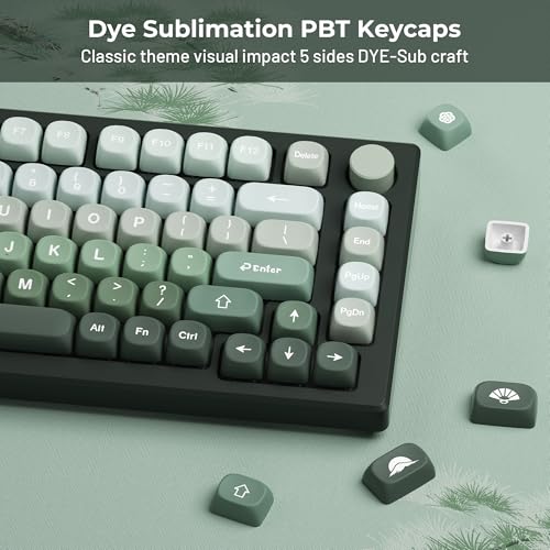 HITIME XVX Matcha Wagashi PBT Keycaps-MOA Keycap, Custom Keyboard Keycaps 60 65 75 100 Percent, 5 Side Dye Sublimation Keycap, 132 Keys Key caps Set for Cherry Gateron MX Switches Keyboards, Gradient Green - Image 4